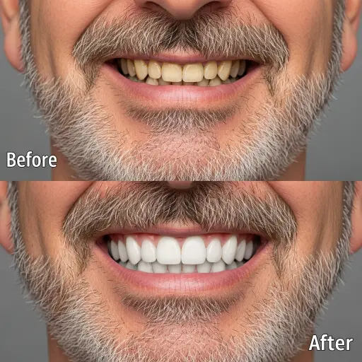 Erkek gülüş tasarımı öncesi sonrası