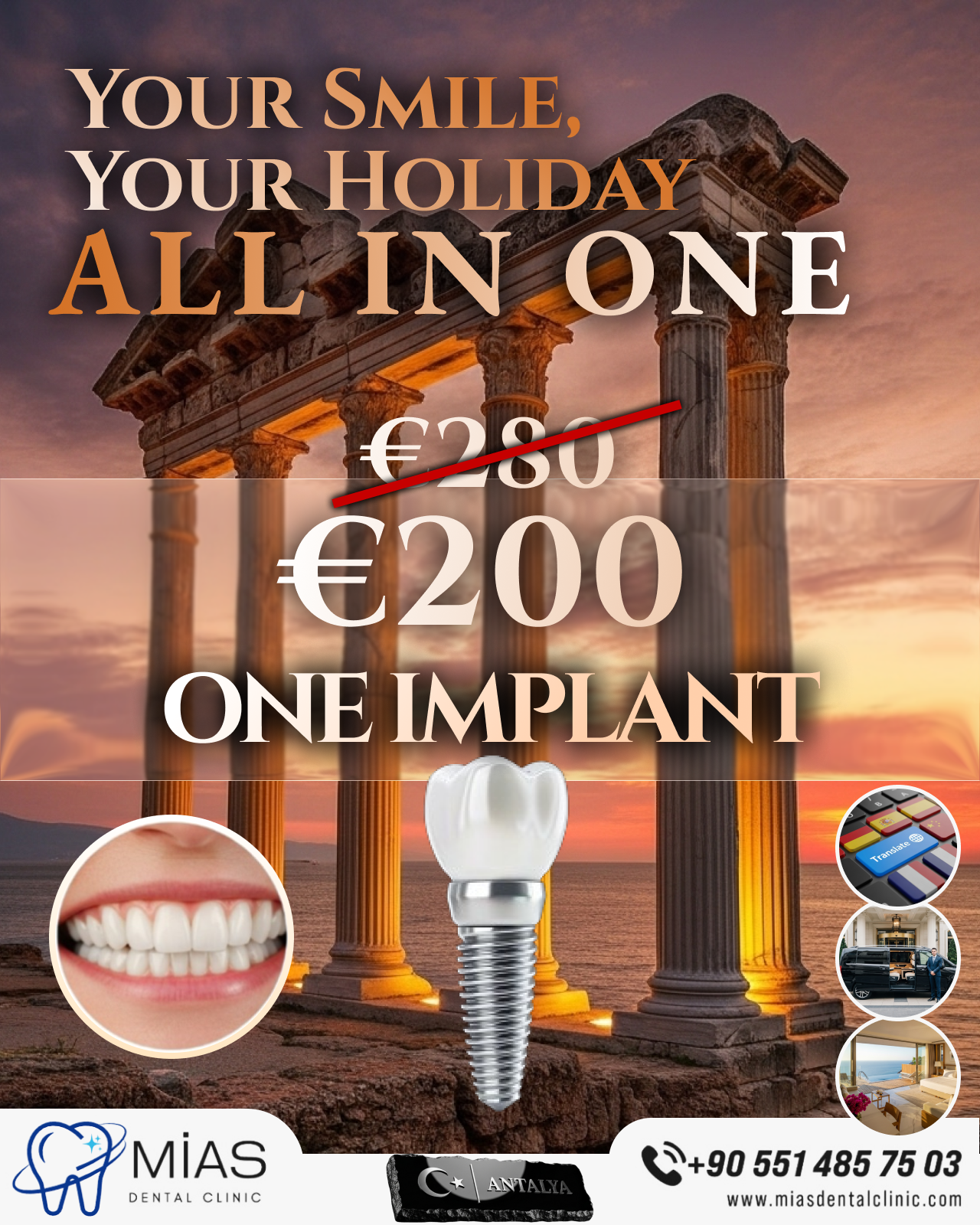 Tek diş implant paketi - tatil paketi
